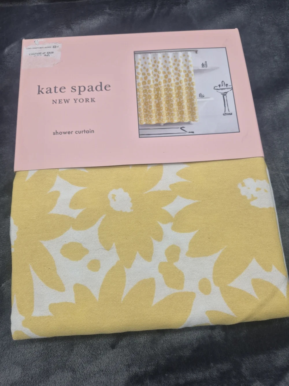 Kate Spade Shower Curtain Wispy Yellow White Blooms Floral 72